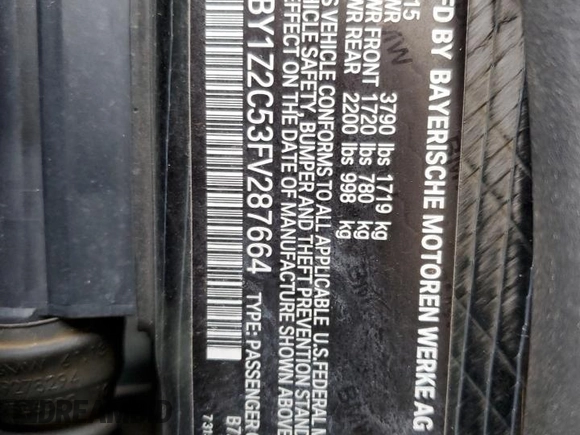 2015 BMW i3 z VIN WBY1Z2C53FV287664, wystawiony jako Copart lot #45899925 z przebiegiem 87 425 mil mil oraz Szkoda całkowita • Salvage title. Historia ofert i sprzedaży dostępna na DreamBid. Obrazek 12.