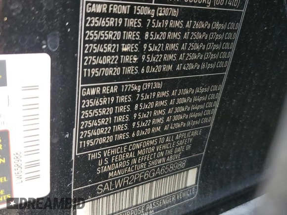 2016 Land Rover Range Rover Sport HSE с VIN SALWR2PF6GA658988, выставлен на аукционе Copart как лот 57783895 с пробегом 155 698 миль миль и Списание • Salvage title. История ставок и продаж доступна на DreamBid. Изображение 13.