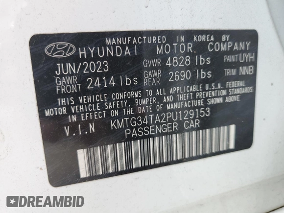 2023 Genesis G70 2.0T with VIN KMTG34TA2PU129153, listed as a Copart auction lot 74690154 with 18,785 mi miles and Clean Title. Bid and sale history available at DreamBid. Image 12.