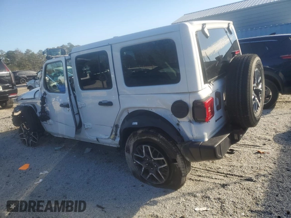 2025 Jeep Wrangler Sahara with VIN 1C4PJXENXSW500496, listed as a Copart auction lot 41934515 with 6,265 mi miles and Salvage Title. Bid and sale history available at DreamBid. Image 2.