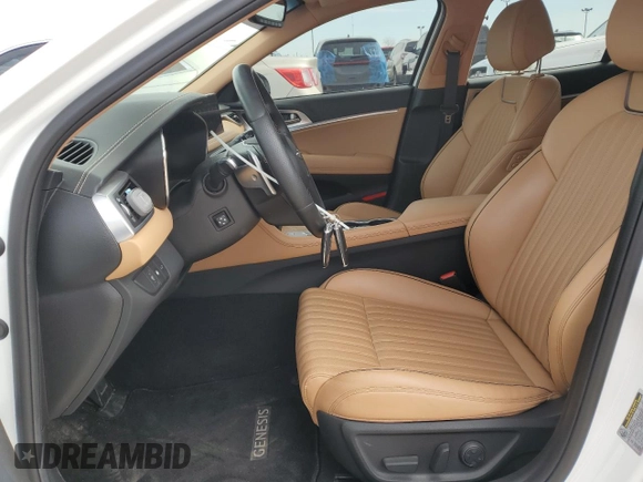 2022 Genesis G70 2.0T with VIN KMTG34TAXNU092852, listed as a Copart auction lot 49337835 with 37,413 mi miles and Salvage title. Bid and sale history available at DreamBid. Image 7.