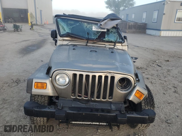 2005 Jeep Wrangler SE with VIN 1J4FA29105P344743, listed as a Copart auction lot 75524944 with 108,824 mi miles and Salvage Title. Bid and sale history available at carsss.com. Image 5.