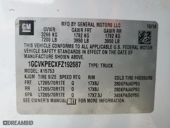 2015 Chevrolet Silverado 1500 Work Truck with VIN 1GCVKPECXFZ192687, listed as a Copart auction lot 87180654 with 219,565 mi miles and Clean Title. Bid and sale history available at carsss.com. Image 12.