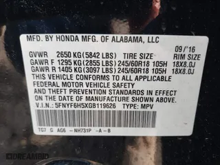 2016 Honda Pilot EX-L with VIN 5FNYF6H5XGB119626, listed as a IAAI auction lot 41945515 with 357,652 mi miles. Bid and sale history available at carsss.com. Image 9.