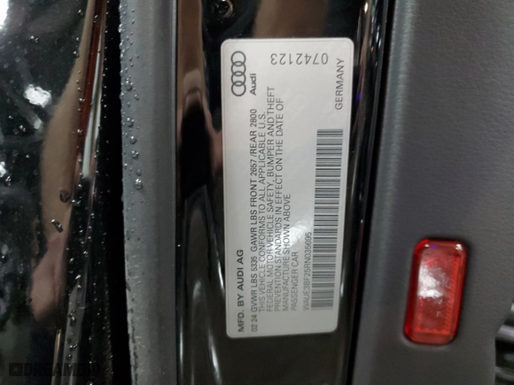 2024 Audi A6 Sedan Premium Plus with VIN WAUE3BF25RN035695, listed as a Copart auction lot 74025884 with 5,487 mi miles and Salvage Title. Bid and sale history available at carsss.com. Image 12.