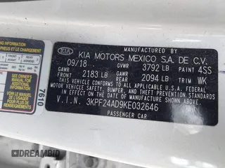 2019 Kia Forte LXS with VIN 3KPF24AD9KE032646, listed as a IAAI auction lot 41739585 with 136,813 mi miles and . Bid and sale history available at DreamBid. Image 9.