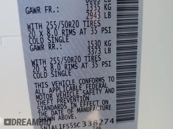 2025 Infiniti QX60 Luxe with VIN 5N1AL1FS5SC338274, listed as a Copart auction lot 48479865 with 1,002 mi miles and Salvage title. Bid and sale history available at DreamBid. Image 12.