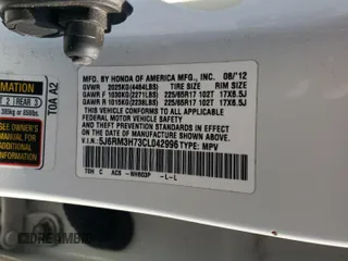 2012 Honda CR-V EX-L with VIN 5J6RM3H73CL042996, listed as a Copart auction lot 52128625 with 181,853 mi miles and Salvage Title. Bid and sale history available at carsss.com. Image 16.