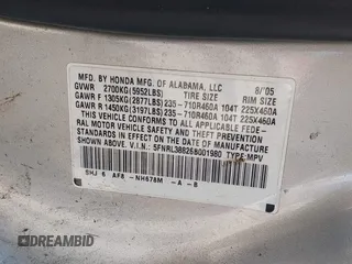 2006 Honda Odyssey Touring с VIN 5FNRL38826B001980, выставлен на аукционе IAAI как лот 42247064 с пробегом 211 877 миль миль и . История ставок и продаж доступна на DreamBid. Изображение 9.