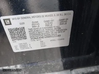 2021 Chevrolet Equinox LS with VIN 3GNAXHEV0MS121183, listed as a IAAI auction lot 41654743 with 52,593 mi miles. Bid and sale history available at carsss.com. Image 9.