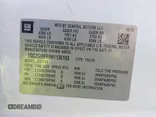 2017 Chevrolet Express Cargo with VIN 1GCZGHFF9H1136193, listed as a IAAI auction lot 42502511 with 149,458 mi miles and . Bid and sale history available at DreamBid. Image 9.