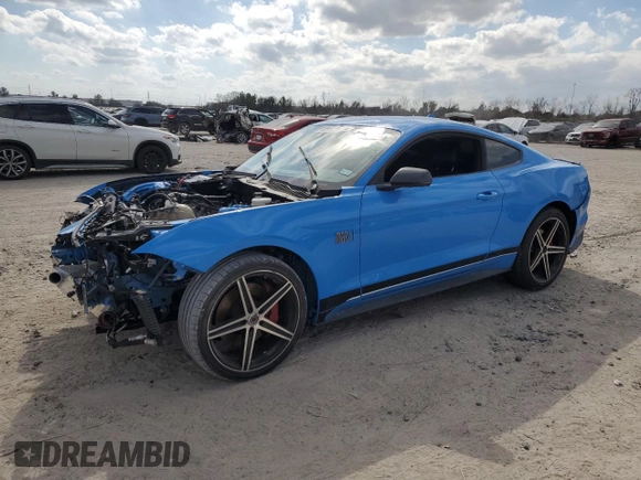 2022 Ford Mustang Mach 1 with VIN 1FA6P8R0XN5551110, listed as a Copart auction lot 43288855 with Not provided miles and Salvage title. Bid and sale history available at DreamBid. Image 1.