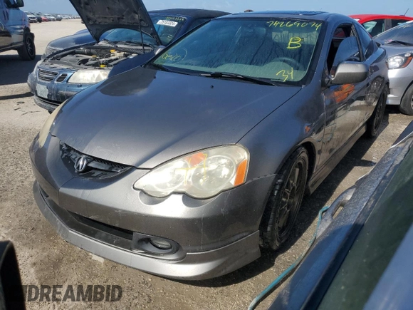 2002 Acura RSX Type S with VIN JH4DC53052C026529, listed as a Copart auction lot 76196964 with 0 mi miles and Salvage Title. Bid and sale history available at carsss.com. Image 1.