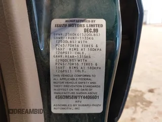2000 Honda Passport LX z VIN 4S6DM58W1Y4406601, wystawiony jako IAAI lot #41632864 z przebiegiem 195 791 mil mil oraz . Historia ofert i sprzedaży dostępna na DreamBid. Obrazek 9.