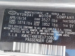 2014 Hyundai Accent GLS with VIN KMHCT4AEXEU710606, listed as a IAAI auction lot 41764163 with 103,859 mi miles. Bid and sale history available at carsss.com. Image 9.