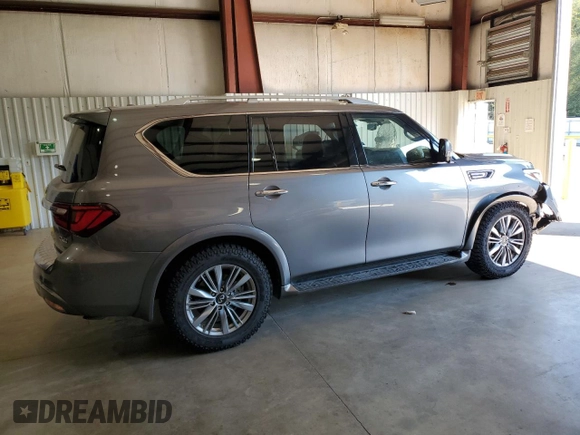 2021 Infiniti QX80 LUXE with VIN JN8AZ2AF2M9719037, listed as a Copart auction lot 72132004 with 105,755 mi miles and Salvage Title. Bid and sale history available at carsss.com. Image 3.