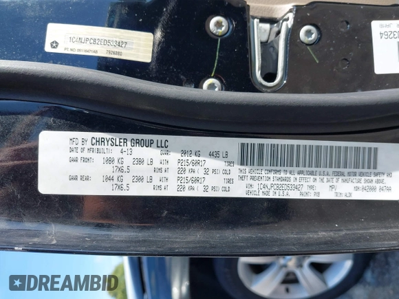 2014 Jeep Patriot Limited z VIN 1C4NJPCB2ED533427, wystawiony jako IAAI lot #42456778 z przebiegiem 120 649 mil mil oraz . Historia ofert i sprzedaży dostępna na DreamBid. Obrazek 9.