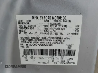 2012 Ford Escape XLS with VIN 1FMCU0C70CKA97649, listed as a Copart auction lot 62630835 with 192,100 mi miles and Clean title. Bid and sale history available at DreamBid. Image 13.