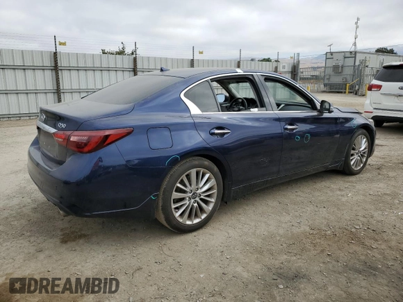 2021 Infiniti Q50 Luxe with VIN JN1EV7BP1MM705868, listed as a Copart auction lot 60127235 with 45,804 mi miles and Salvage title. Bid and sale history available at DreamBid. Image 3.