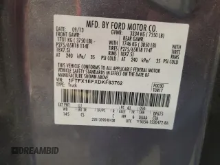 2013 Ford F-150 XL with VIN 1FTFX1EFXDKF83762, listed as a Copart auction lot 52330905 with 264,366 mi miles and Non Repairable. Bid and sale history available at DreamBid. Image 14.