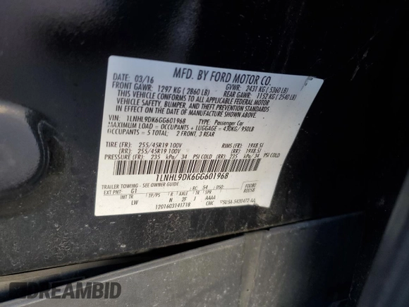 2016 Lincoln MKS z VIN 1LNHL9DK6GG601968, wystawiony jako Copart lot #43110935 z przebiegiem 304 439 mil mil oraz Szkoda całkowita • Salvage title. Historia ofert i sprzedaży dostępna na DreamBid. Obrazek 12.