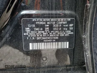 2019 Hyundai Accent Limited with VIN 3KPC34A35KE073086, listed as a Copart auction lot 46021413 with 2,391 mi miles. Bid and sale history available at carsss.com. Image 12.