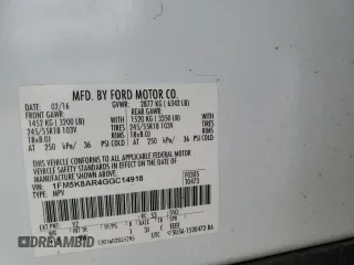 2016 Ford Utility Police Interceptor with VIN 1FM5K8AR4GGC14918, listed as a Copart auction lot 87609665 with 0 mi miles and Salvage Title. Bid and sale history available at carsss.com. Image 13.