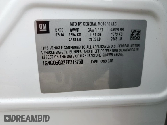 2014 Buick LaCrosse Premium I with VIN 1G4GD5G32EF218750, listed as a Copart auction lot 86491764 with 166,269 mi miles and Salvage Title. Bid and sale history available at carsss.com. Image 14.