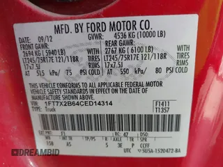 2012 Ford F-250 XL z VIN 1FT7X2B64CED14314, wystawiony jako IAAI lot #42059427 z przebiegiem 126 231 mil mil oraz . Historia ofert i sprzedaży dostępna na DreamBid. Obrazek 9.