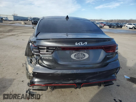 2023 Kia Forte GT with VIN 3KPF44AC6PE681586, listed as a Copart auction lot 42091855 with 26,573 mi miles and Salvage Title. Bid and sale history available at carsss.com. Image 6.