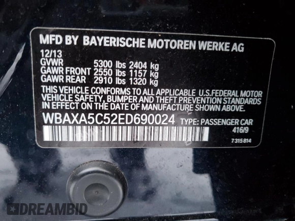 2014 BMW 5 Series 535d with VIN WBAXA5C52ED690024, listed as a Copart auction lot 41635045 with 95,582 mi miles and Salvage Title. Bid and sale history available at carsss.com. Image 12.