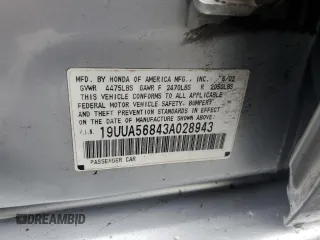 2003 Acura TL Type S with VIN 19UUA56843A028943, listed as a Copart auction lot 48730945 with 163,703 mi miles and Salvage Title. Bid and sale history available at carsss.com. Image 12.