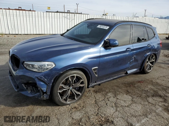 2020 BMW X3 M Competition with VIN 5YMTS0C00LLT10453, listed as a Copart auction lot 74014573 with 35,896 mi miles. Bid and sale history available at carsss.com. Image 1.