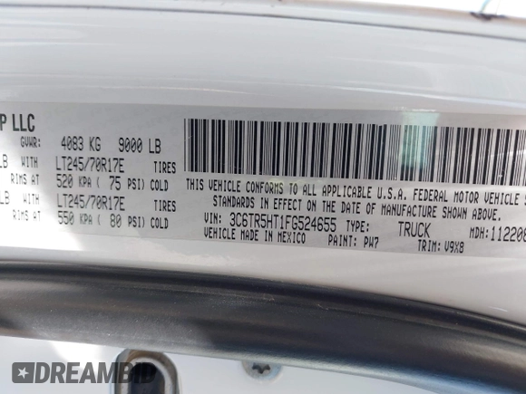 2015 Ram 2500 Tradesman с VIN 3C6TR5HT1FG524655, выставлен на аукционе IAAI как лот 42180369 с пробегом 167 159 миль миль и . История ставок и продаж доступна на DreamBid. Изображение 9.