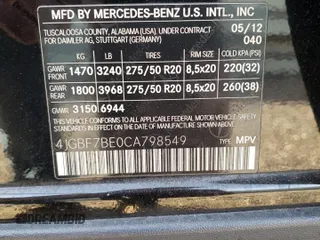 2012 Mercedes-Benz GL-Class GL 450 with VIN 4JGBF7BE0CA798549, listed as a Copart auction lot 78606984 with 130,272 mi miles and Clean Title. Bid and sale history available at carsss.com. Image 13.