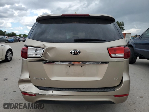 2015 Kia Sedona LX with VIN KNDMB5C14F6018486, listed as a Copart auction lot 72180404 with 74,447 mi miles and Salvage Title. Bid and sale history available at carsss.com. Image 6.