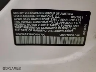 2022 Volkswagen Passat 2.0T SE with VIN 1VWSA7A36NC001700, listed as a Copart auction lot 70523002 with 22,850 mi miles. Bid and sale history available at carsss.com. Image 13.