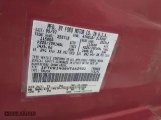 1997 Ford Ranger XL with VIN 1FTCR14U6VTA62921, listed as a IAAI auction lot 41349151 with 166,438 mi miles. Bid and sale history available at carsss.com. Image 9.