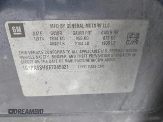 2014 Chevrolet Cruze LS with VIN 1G1PA5SH6E7245021, listed as a IAAI auction lot 42048349 with Not Provided miles and . Bid and sale history available at DreamBid. Image 9.