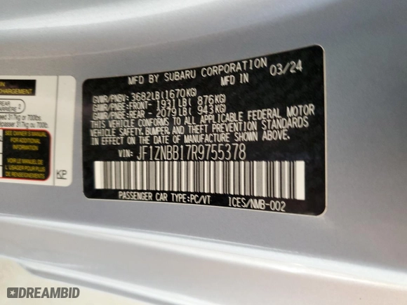 2024 Toyota GR86 with VIN JF1ZNBB17R9755378, listed as a Copart auction lot 47601375 with 6,697 mi miles and Salvage Title. Bid and sale history available at carsss.com. Image 12.
