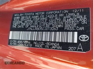 2012 Scion iQ с VIN JTNJJXB05CJ013263, выставлен на аукционе IAAI как лот 42087710 с пробегом 124 463 миль миль и . История ставок и продаж доступна на DreamBid. Изображение 9.
