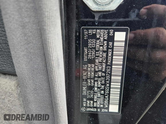 1998 Mercedes-Benz CL with VIN WDBGA76G5WA397263, listed as a Copart auction lot 47796615 with 110,419 mi miles and Clean Title. Bid and sale history available at DreamBid. Image 10.