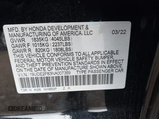2022 Acura ILX Premium with VIN 19UDE2F83NA007359, listed as a IAAI auction lot 42012805 with 24,564 mi miles and . Bid and sale history available at DreamBid. Image 9.