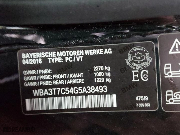 2016 BMW 4 Series 435i xDrive with VIN WBA3T7C54G5A38493, listed as a Copart auction lot 82440554 with 116,063 mi miles and Salvage Title. Bid and sale history available at carsss.com. Image 12.