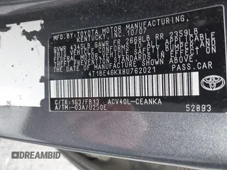 2008 Toyota Camry LE z VIN 4T1BE46KX8U762021, wystawiony jako IAAI lot #42072732 z przebiegiem 153 646 mil mil oraz . Historia ofert i sprzedaży dostępna na DreamBid. Obrazek 9.