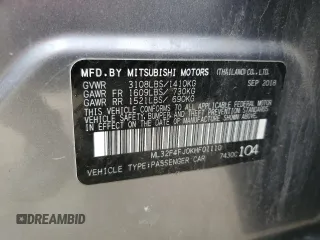 2019 Mitsubishi Mirage SE z VIN ML32F4FJ0KHF01110, wystawiony jako Copart lot #46901865 z przebiegiem 98 543 mil mil oraz Szkoda całkowita • Salvage title. Historia ofert i sprzedaży dostępna na DreamBid. Obrazek 12.