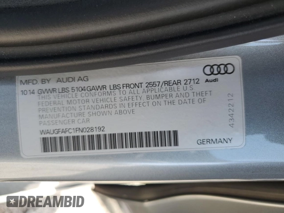 2015 Audi A6 Premium Plus z VIN WAUGFAFC1FN028192, wystawiony jako Copart lot #51703785 z przebiegiem 103 762 mil mil oraz Szkoda całkowita • Salvage title. Historia ofert i sprzedaży dostępna na DreamBid. Obrazek 13.