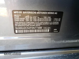 2015 BMW X6 xDrive35i with VIN 5UXKU2C52F0N77488, listed as a Copart auction lot 80152333 with 149,747 mi miles. Bid and sale history available at carsss.com. Image 13.