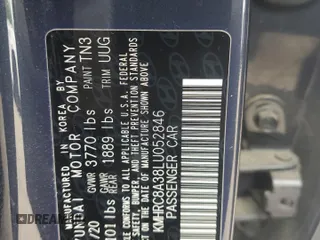 2020 Hyundai Venue SEL z VIN KMHRC8A38LU052846, wystawiony jako Copart lot #56524235 z przebiegiem 36 478 mil mil oraz Szkoda całkowita • Salvage title. Historia ofert i sprzedaży dostępna na DreamBid. Obrazek 12.