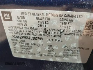 2015 Chevrolet Equinox LT z VIN 2GNFLFEK5F6207599, wystawiony jako IAAI lot #42305158 z przebiegiem 187 605 mil mil oraz . Historia ofert i sprzedaży dostępna na DreamBid. Obrazek 9.